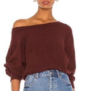 Free People OG Long Sleeve Tee in Cherry Cola Large